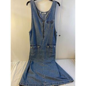 JLNY Denim jean maxi zipper dress jumper #92611 Small S